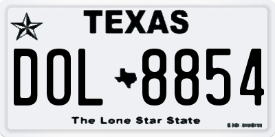 TX license plate DOL8854
