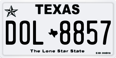 TX license plate DOL8857