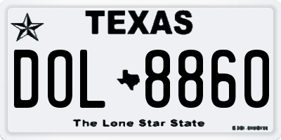 TX license plate DOL8860