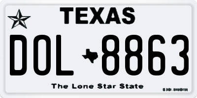 TX license plate DOL8863