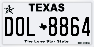 TX license plate DOL8864