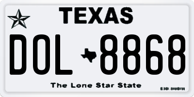 TX license plate DOL8868