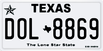 TX license plate DOL8869