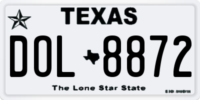 TX license plate DOL8872