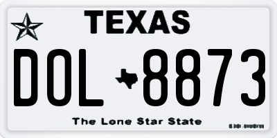 TX license plate DOL8873