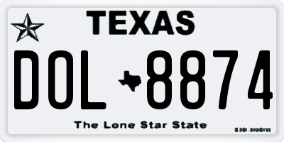 TX license plate DOL8874
