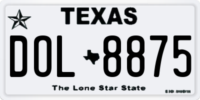 TX license plate DOL8875