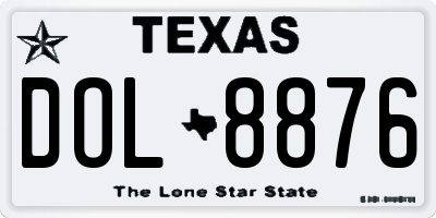 TX license plate DOL8876