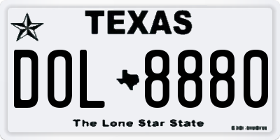 TX license plate DOL8880