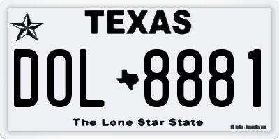 TX license plate DOL8881