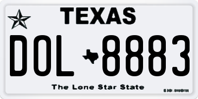TX license plate DOL8883