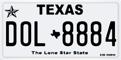 TX license plate DOL8884