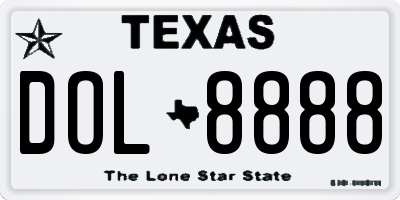 TX license plate DOL8888