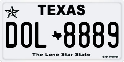 TX license plate DOL8889