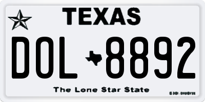 TX license plate DOL8892