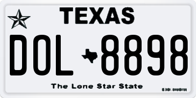 TX license plate DOL8898