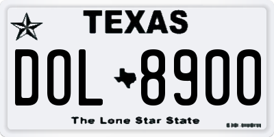 TX license plate DOL8900