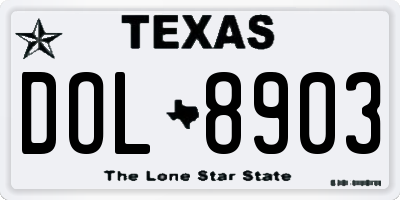 TX license plate DOL8903