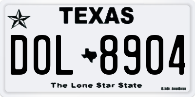TX license plate DOL8904