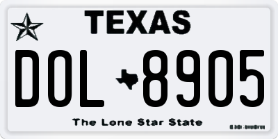 TX license plate DOL8905