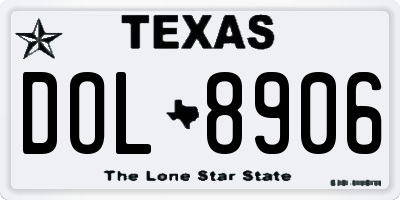 TX license plate DOL8906