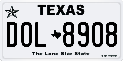 TX license plate DOL8908