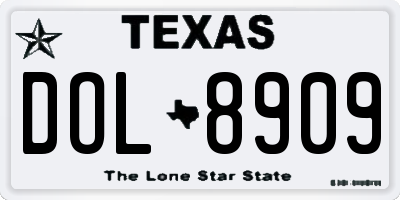 TX license plate DOL8909