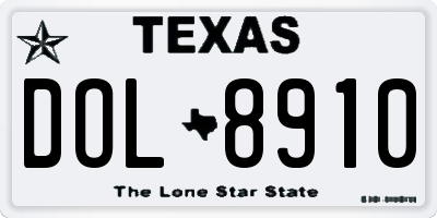 TX license plate DOL8910