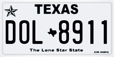TX license plate DOL8911