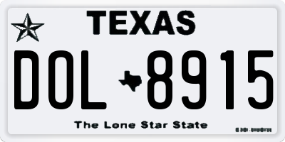 TX license plate DOL8915