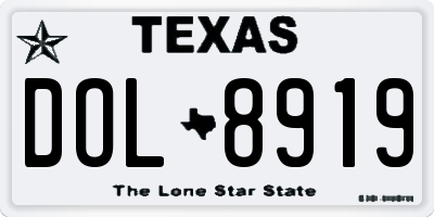 TX license plate DOL8919