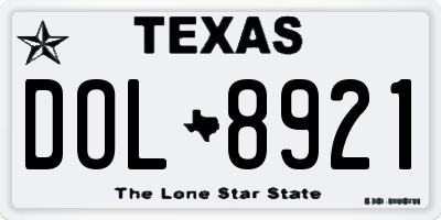TX license plate DOL8921
