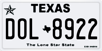 TX license plate DOL8922