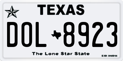TX license plate DOL8923