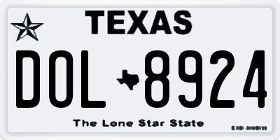 TX license plate DOL8924