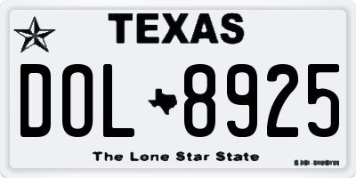 TX license plate DOL8925