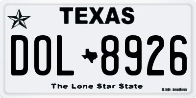 TX license plate DOL8926