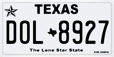 TX license plate DOL8927
