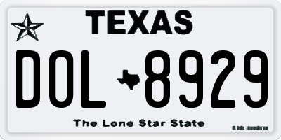 TX license plate DOL8929