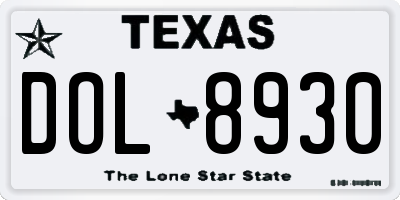 TX license plate DOL8930