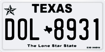 TX license plate DOL8931