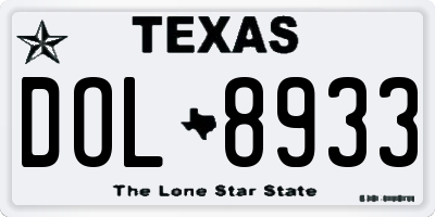 TX license plate DOL8933