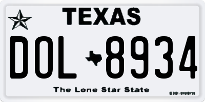 TX license plate DOL8934