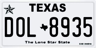 TX license plate DOL8935