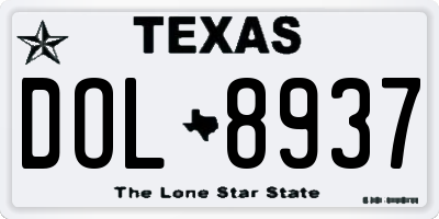 TX license plate DOL8937