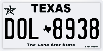 TX license plate DOL8938