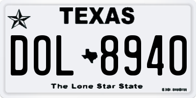 TX license plate DOL8940