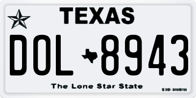 TX license plate DOL8943