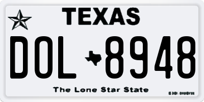 TX license plate DOL8948