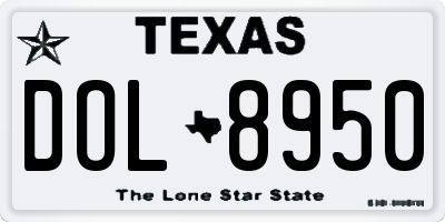 TX license plate DOL8950
